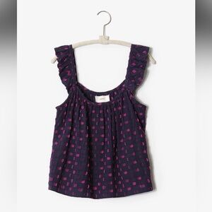 XiRENA Navy and Pink Polka Dot Top